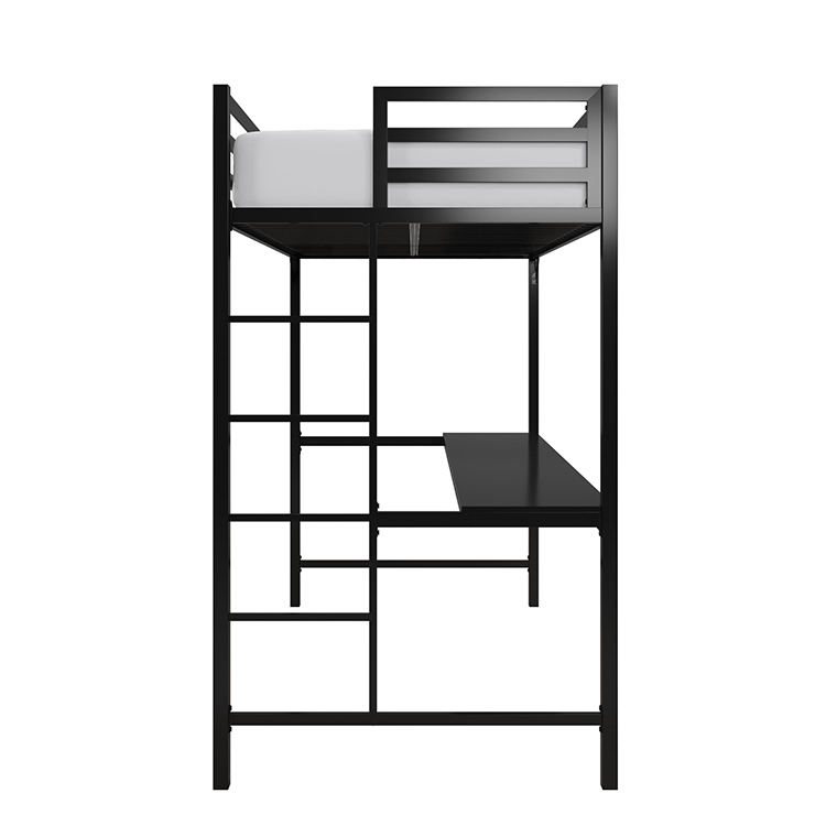 Metal loft bunk bed with desk