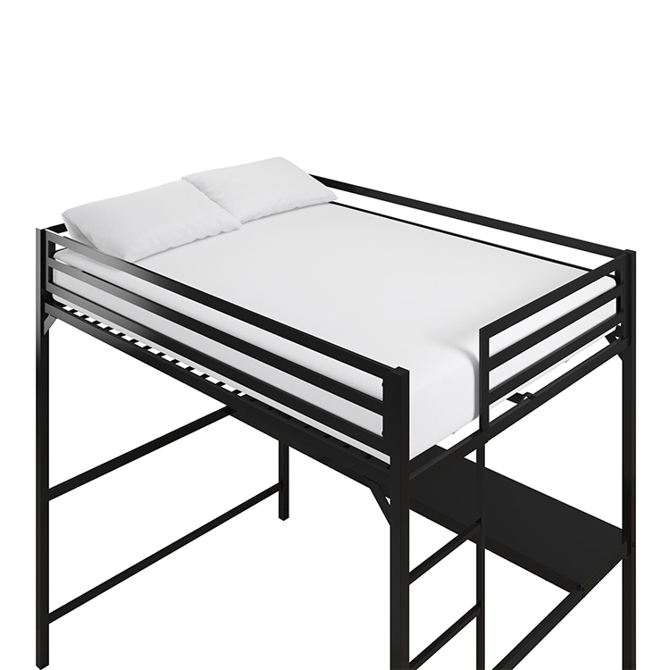 Metal loft bunk bed with desk