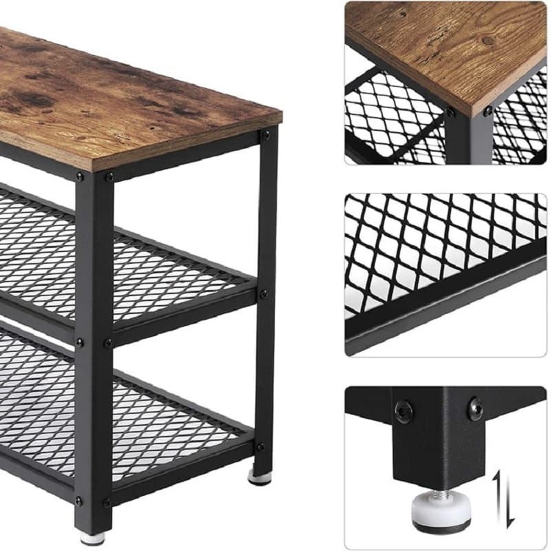 3 layers wooden shoe frame bench