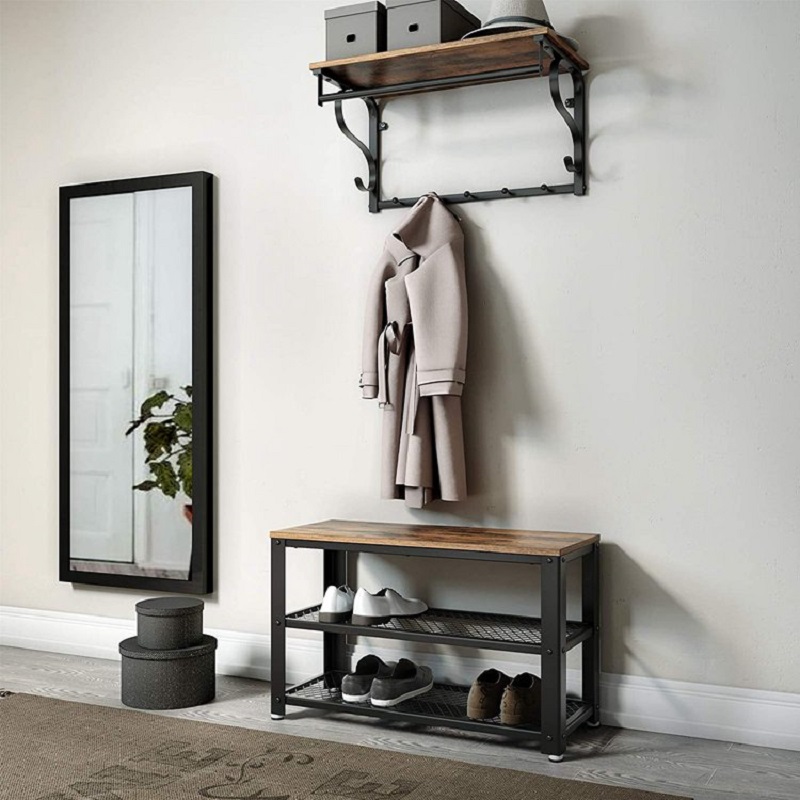 3 layers wooden shoe frame bench