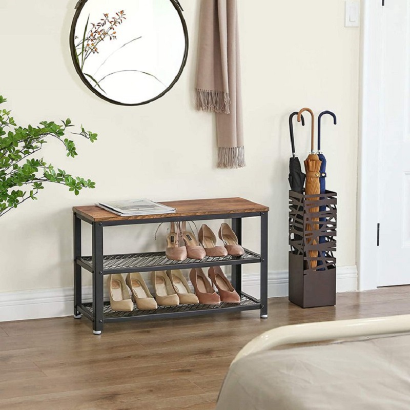 3 layers wooden shoe frame bench