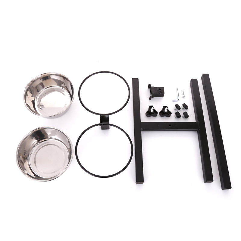 Upgrade Pet Dog Cats Bowl Elevated Double Stainless Steel Dishes Iron Stand pet bowls & feeders