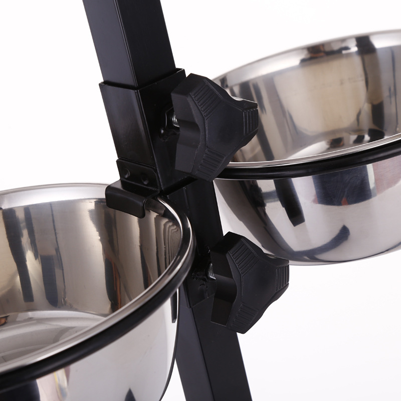 Upgrade Pet Dog Cats Bowl Elevated Double Stainless Steel Dishes Iron Stand pet bowls & feeders