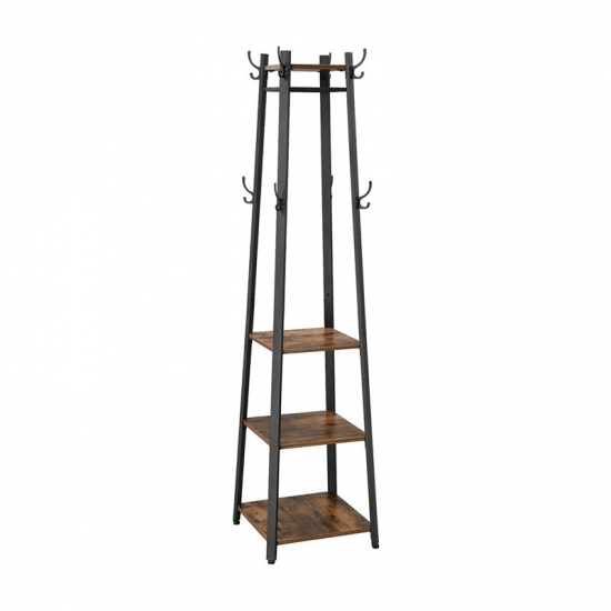 European vintage style coat rack with wooden panels