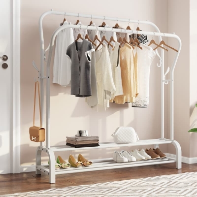 Double pole drying rack with wheels