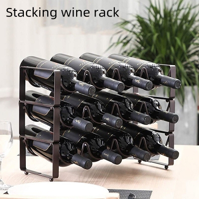 stackable black metal wine rack countertop