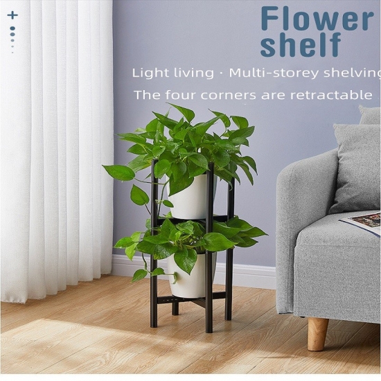 Floor-style metal flowerpot shelf