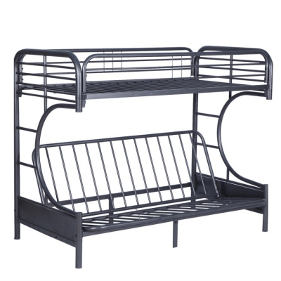 Double metal bed with guardrail